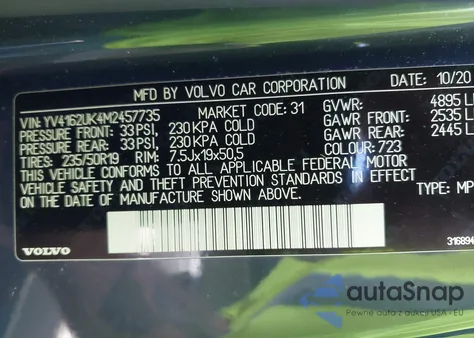 2021 Volvo Xc40 T5 Momentum z USA, uszkodzony, nr VIN YV4162UK4M2457735